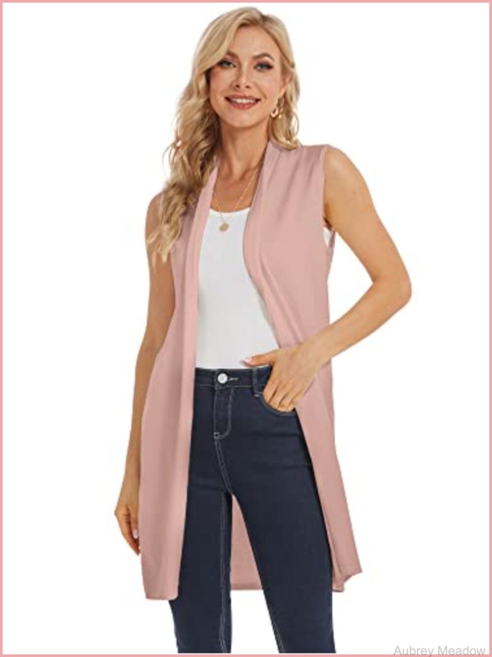 Knit Sleeveless Open Front Duster Cardigan Vest Casual Lightweight